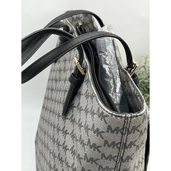 Authenticated Michael kors Gray Black Signature Logo Leather Trim Tech Tote Bag - Picture 7 of 16